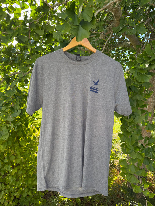 Grey Short Sleeve T with Navy Print - NEW COLOR!