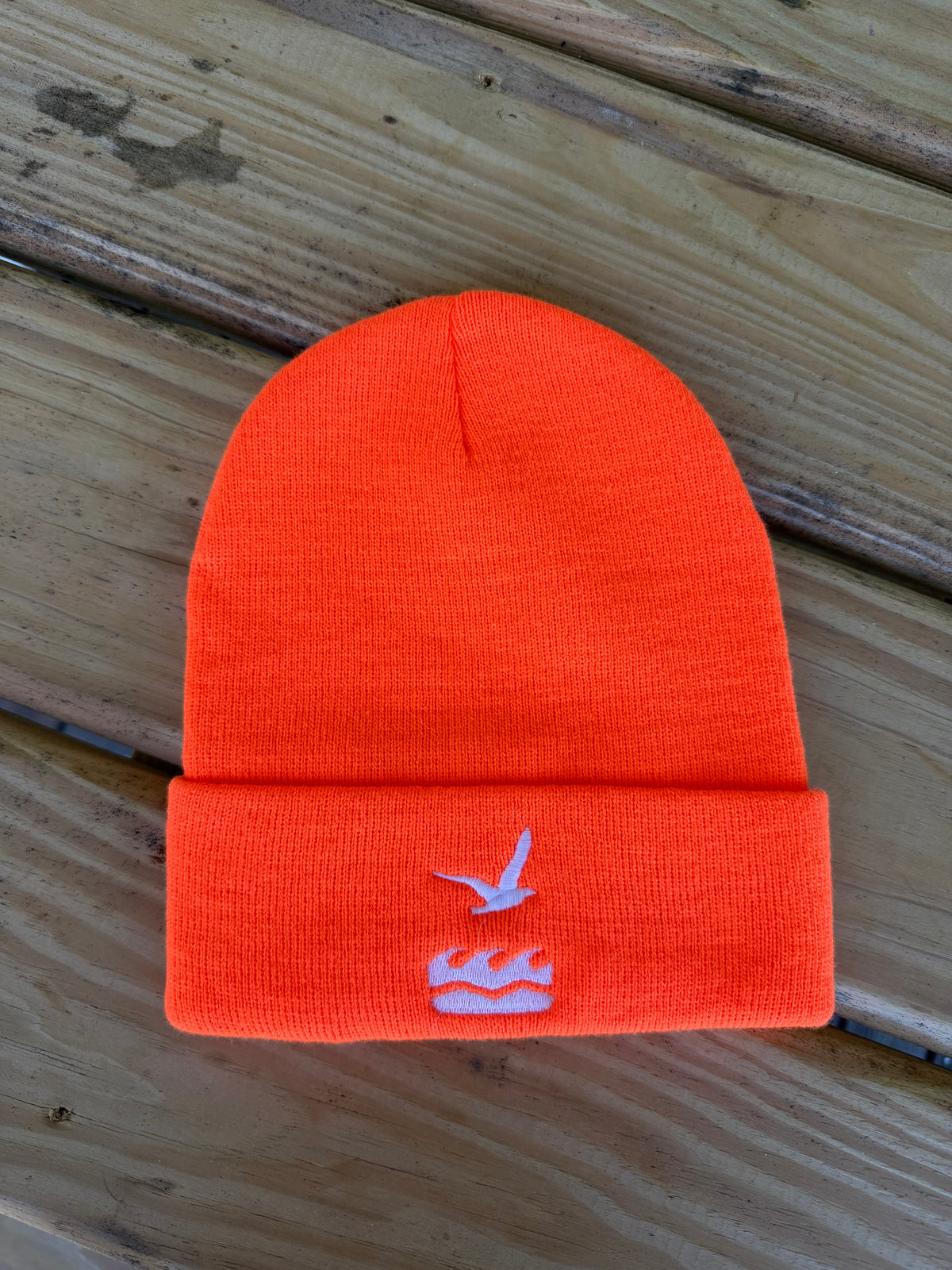 Winter hat in Blaze Orange with small NCF Logo on Brim