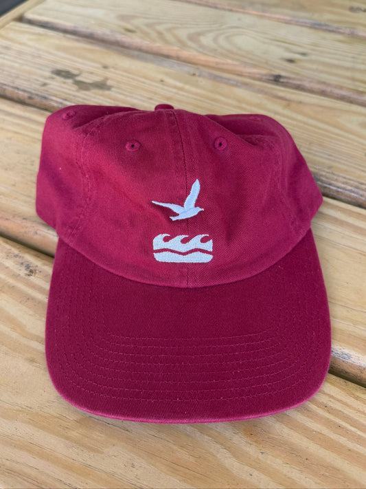 Baseball Hat in Cranberry with White NCF logo