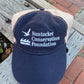 Baseball Hat in Navy Trucker-Style with mesh and White Logo