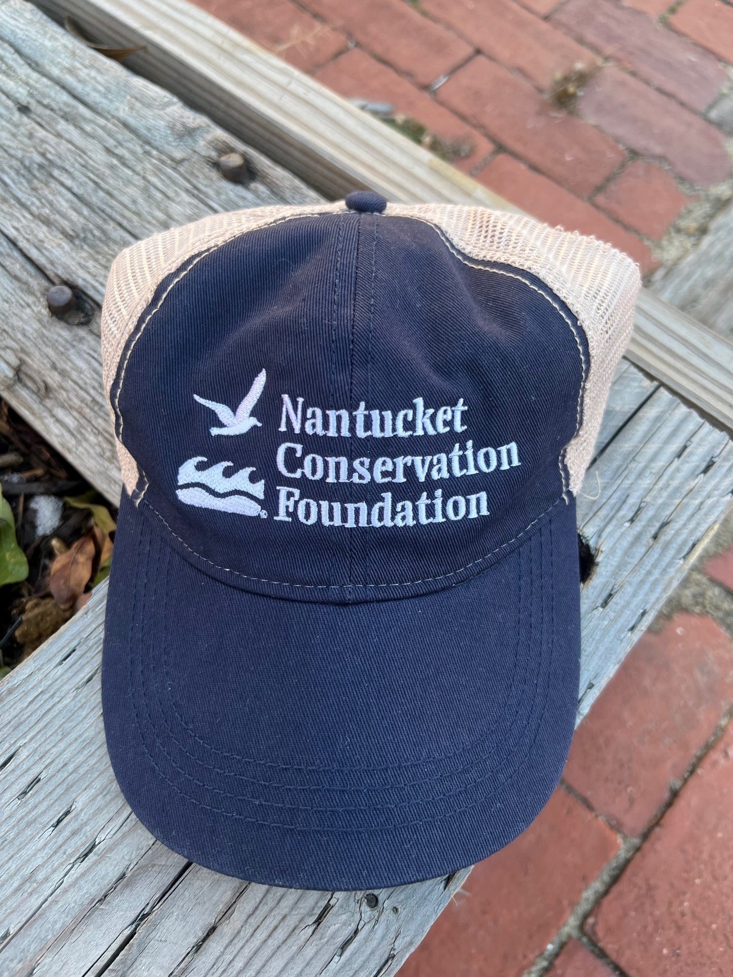 Baseball Hat in Navy Trucker-Style with mesh and White Logo