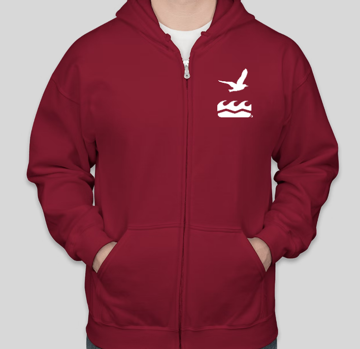 Long Sleeve Zip-up Hoodie in Cranberry with pockets