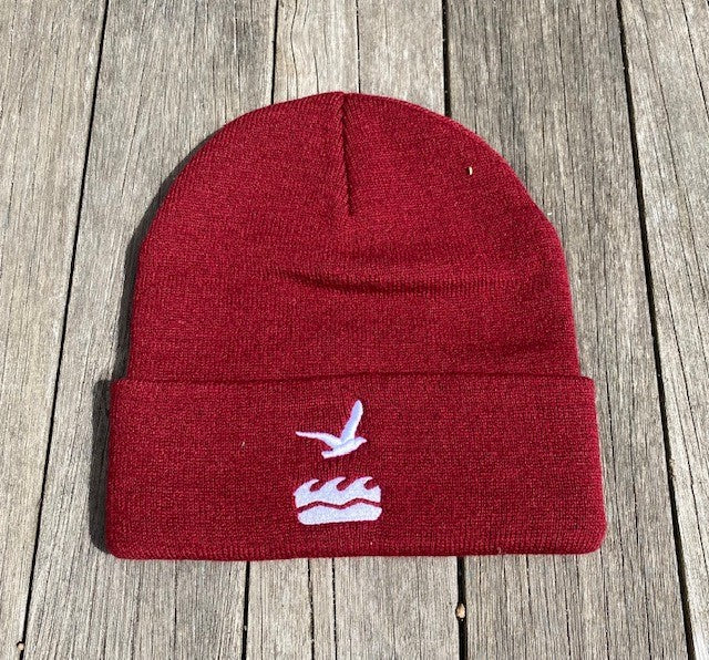 Winter Knit Hat in Red with White NCF logo on the brim