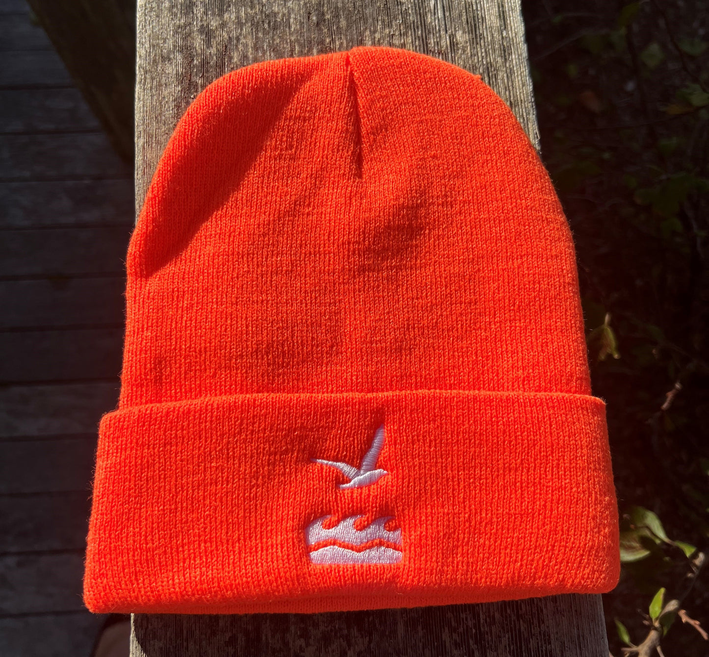 Winter hat in Blaze Orange with small NCF Logo on Brim