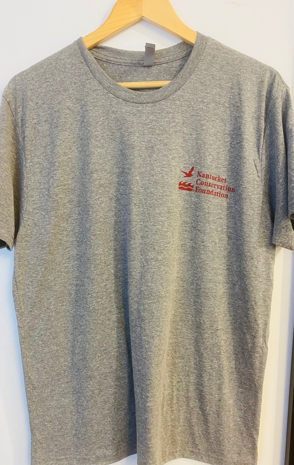 Short Sleeve Grey T-Shirt with Red NCF Logo Front and Back