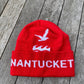 Winter Hat in Red with Nantucket on brim and large logo